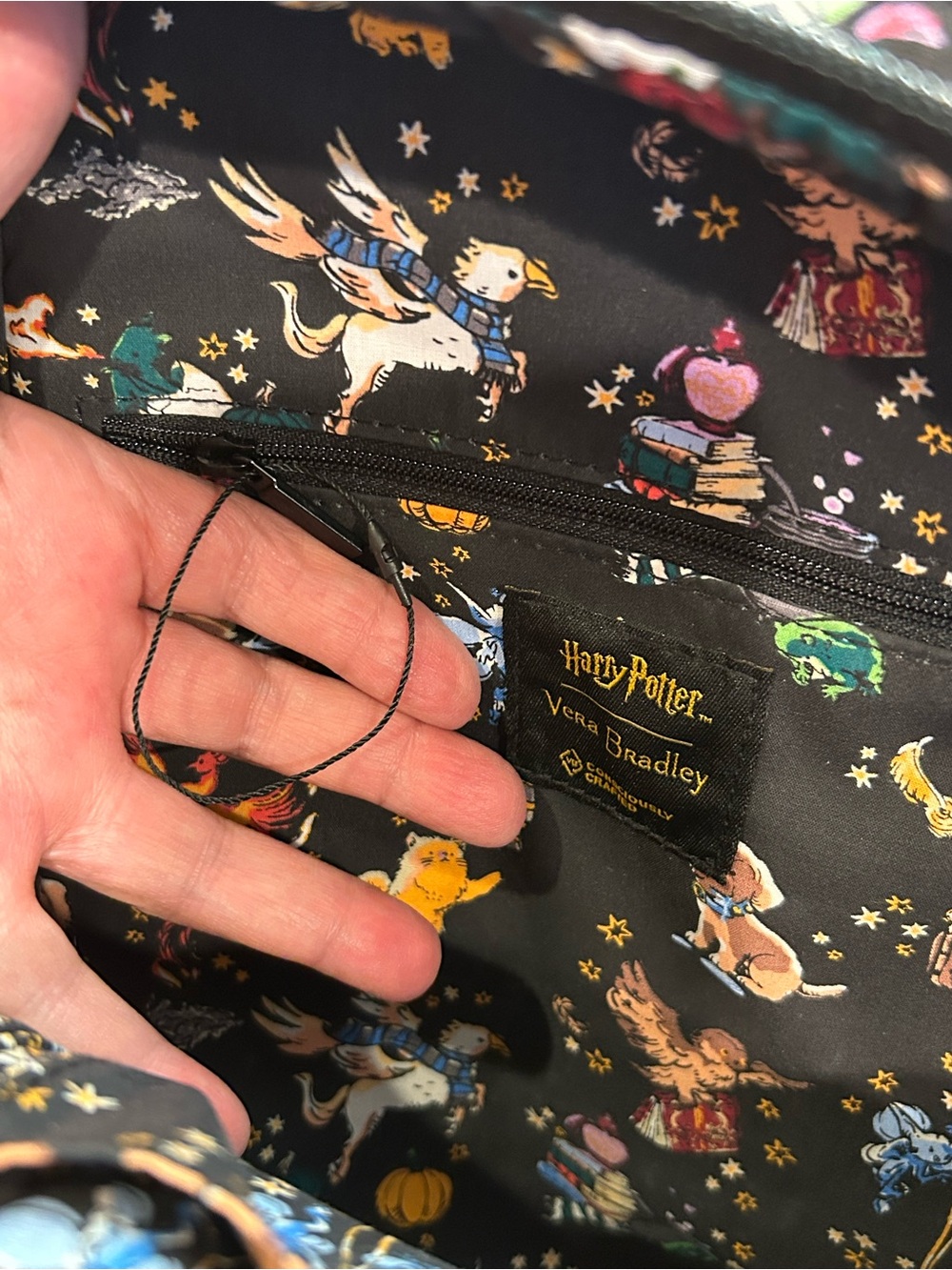 Vera Bradley Harry Potter “Friends at Hogwarts” Black Quilted Backpack - Picture 10 of 14
